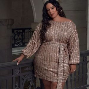 ELOQUII Striped Sequin Mini Dress 18/ 20